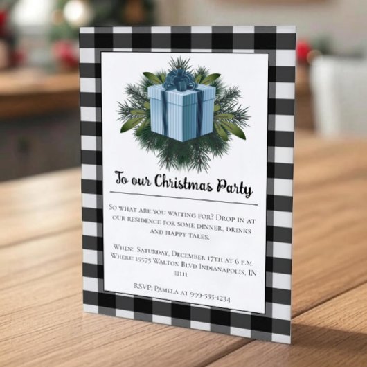 Buffel Plaid Kerstcadeau | Blue Holiday Party Kaart