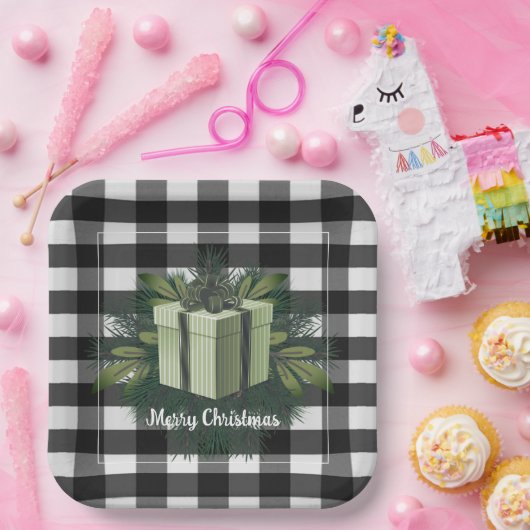 Buffel Plaid Kerstcadeau | Groen Papieren Bordje (Feest)