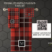 Buffel Plaid Kerstmis Rood Wit Zwart Patroon Bad Handdoek