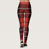 Buffel Plaid Kerstmis Rood Wit Zwart Patroon Leggings (Achterkant)