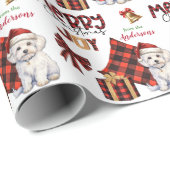 Buffel Plaid Maltese Hond Kerstmis Cadeaupapier (Rol Hoek)