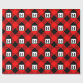 Buffel Plaid Monogram Traditionele Kerstmis Cadeaupapier (Vlak)