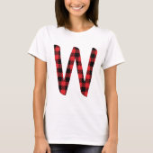 Buffel Plaid Rood en Zwart Letter W Monogram T-shirt (Voorkant)
