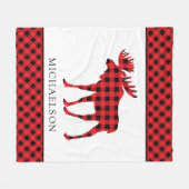 Buffel Plaid Rood Rustiek Xmas Moose Silhouet Fleece Deken (Voorkant (Horizontaal))