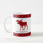 Buffel Plaid Rood Rustiek Xmas Moose Silhouet Koffiemok (Links)