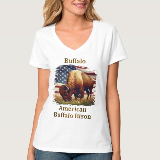 Buffel voor de Amerikaanse vlag T-shirt (Voorkant)