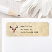 Buffelbizon schedel dan leer etiket (Insitu)