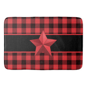 Buffelbord met rood/zwart met rood Star-ontwerp Badmat