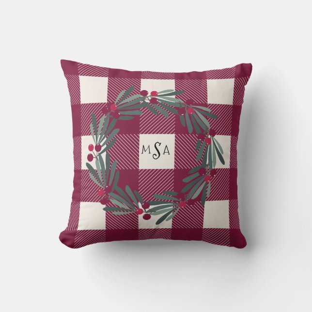  buffelcheque Monogram rood  meisje Kussen (Voorkant)