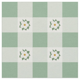 Buffelcontroles en Magnolias Floral Pattern Green Stof