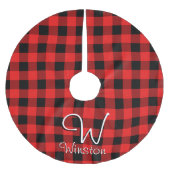 Buffeldoosje met rood geplakt monogram geborsteld  kerstboom rok (Voorkant)
