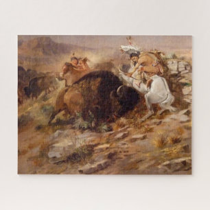 Buffeljacht indiaanse jagers C M Russell Legpuzzel