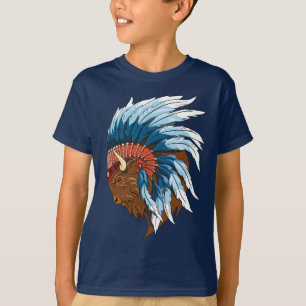 Buffelkop met indiaans adres t-shirt