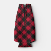 Buffelpatroon met rode en zwarte cheque flesjeskoeler (Achterkant)