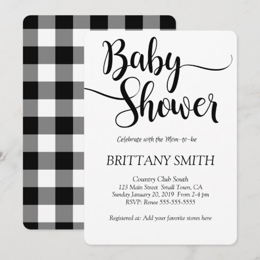 Buffelplaat eenvoudig Baby shower Kaart (Voorkant / Achterkant)