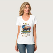 Buffels staan in grasveld met Amerikaanse vlag T-shirt (Voorkant volledig)
