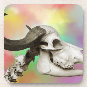 Buffelschedel op Waterverf achtergrond Drankjes Onderzetter