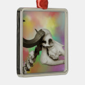 Buffelschedel op Waterverf achtergrond Metalen Ornament (Rechts)