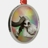 Buffelschedel op Waterverf achtergrond Metalen Ornament (Rechts)