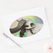 Buffelschedel op Waterverf achtergrond Ovale Sticker (Envelop)