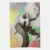 Buffelschedel op Waterverf achtergrond Theedoek (Verticaal)