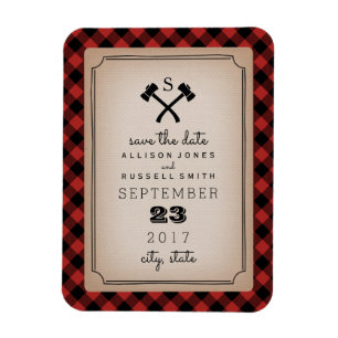 Buffeltoonmonogrammen plus de datum bewaren magneet