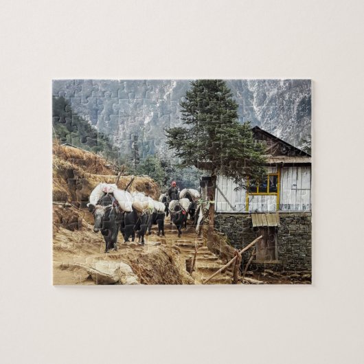Buffelvervoer, Everest-uitzichten — Nepal Legpuzzel (Horizontaal)