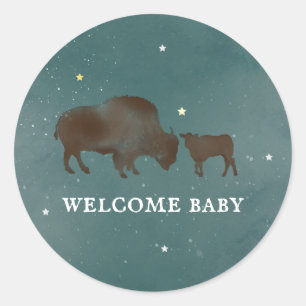 Buffelvormige Waterverf sterren Baby shower Ronde Sticker