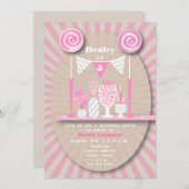 Buffet de bonbons roses Invitation à la fête d'ann (Devant / Derrière)