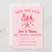 Buffet Dinner Table Hand getrokken Schattigee Swee Save The Date (Voorkant)