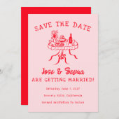 Buffet Dinner Table Hand getrokken Schattigee Swee Save The Date (Voorkant / Achterkant)