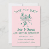 Buffet Dinner Table Hand getrokken Schattigee Swee Save The Date (Voorkant)