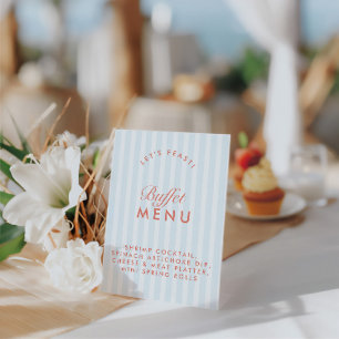 Buffetmenu Vintage Blauw & Rood Meisjesavond Reclamebord Met Voetstuk