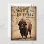 Buffle Américain Sur Une Carte (Devant / Derrière)