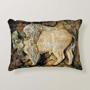 « Buffle blanc » Coussin accent en art original