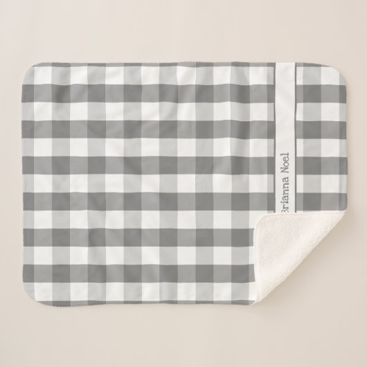 Buffle blanc gris Chèque couverture avec nom (Devant (Horizontal))