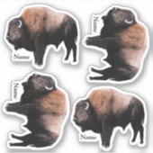 Buffle Brown américain avec nom Sticker (Devant)