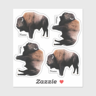 Buffle Brown américain avec nom Sticker