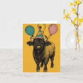Buffle d'anniversaire avec ballons Carte d'anniver (Fleur jaune)