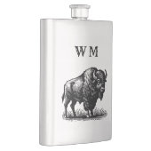 Buffle De Bison Monographique Sur Flacon En Acier  (Droite)