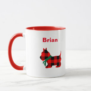 Buffle de Noël personnalisé Plaid Scottie Mug