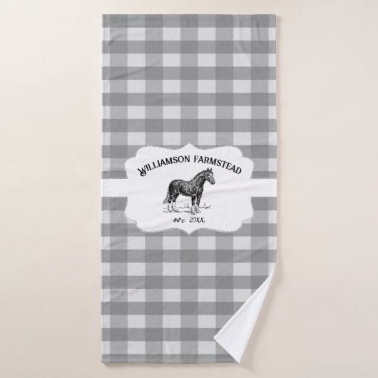 Buffle gris Plaid Farm Horse Serviette de bain ens (Serviette de bain)