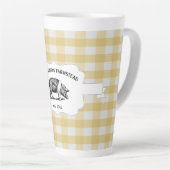 Buffle jaune Plaid Farm Pig Latte Mug (Angle droit)
