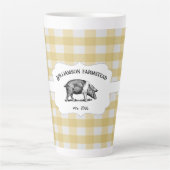 Buffle jaune Plaid Farm Pig Latte Mug (Devant)