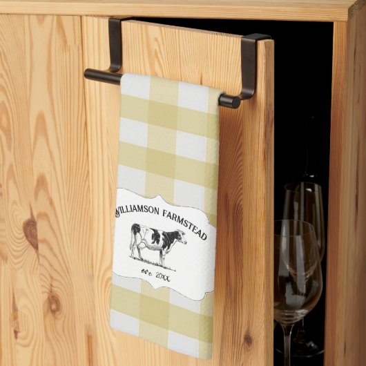 Buffle Jaune Plaid Farm Vache Serviette de cuisine (Pliage en tiers)