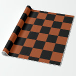 Buffle noir et orange À damiers Carré Plaid<br><div class="desc">papier d'emballage personnalisé</div>
