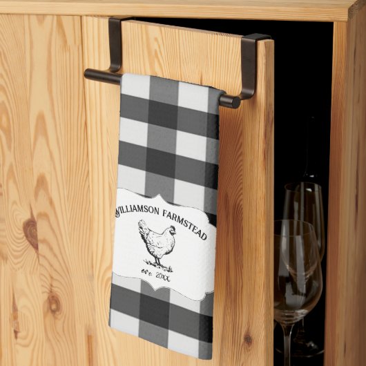 Buffle noir Plaid Farm Picken Serviette de cuisine (Pliage en tiers)