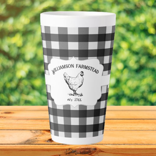 Buffle noir Plaid Farm Poulet Latte Mug