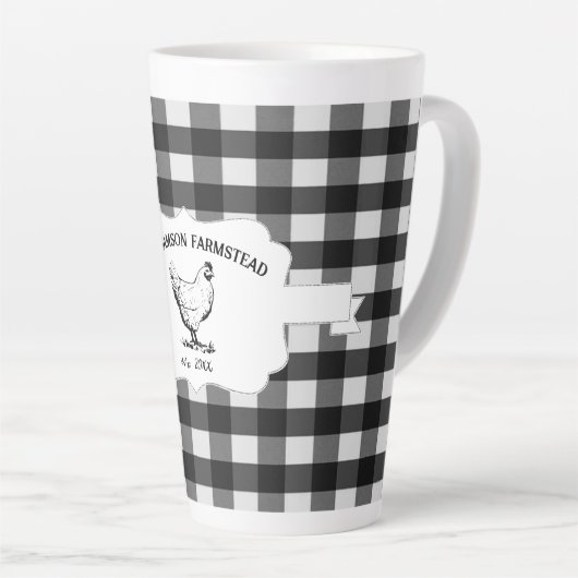 Buffle noir Plaid Farm Poulet Latte Mug (Angle droit)