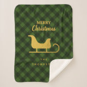 Buffle noir vert de Noël Plaid Père Noël Sleigh (Devant)